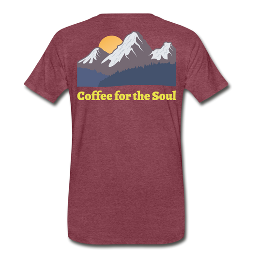 Coffee for the Soul Tee - heather burgundy